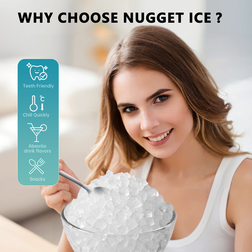 
                      
                        EUHOMY Auto-Cleaning 10'' Nugget Ice Countertop Ice Maker with Handle Includes 2 Bottles of Cleaner - Euhomy
                      
                    