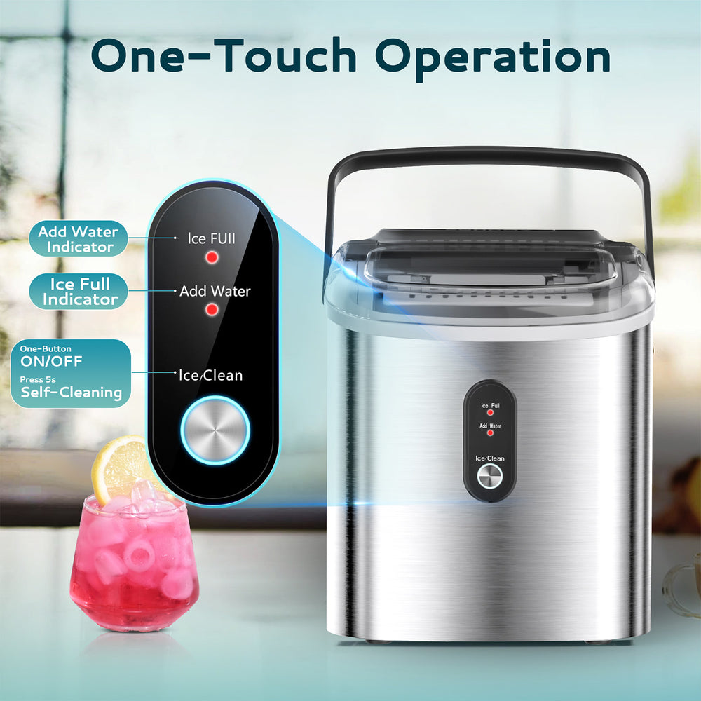 
                      
                        EUHOMY Countertop Ice Maker Machine with Handle 26.3lbs per Day 9 Bullet in 6 Mins Includes 2 Bottles of Cleaner - Euhomy
                      
                    