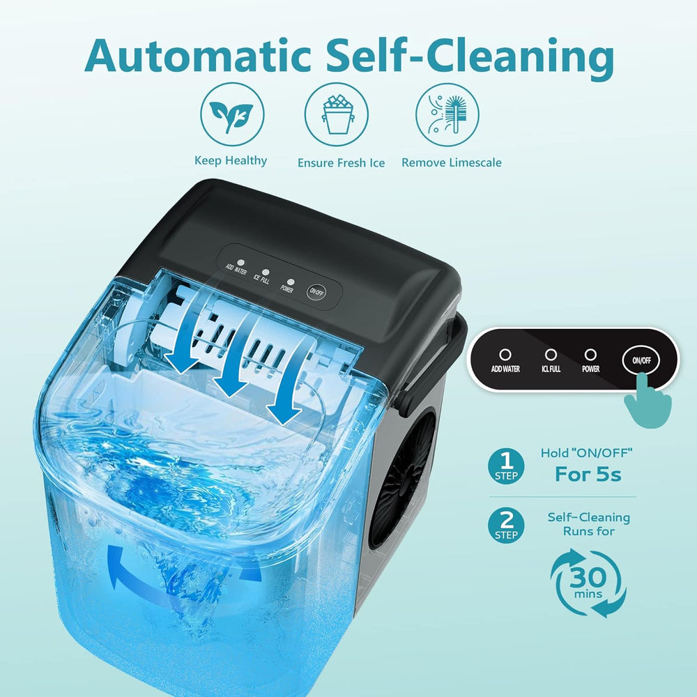 
                      
                        EUHOMY Energy-saving 12'' Silver Bullet Ice Portable Ice Maker with Handle Includes 2 Bottles of Cleaner - Euhomy
                      
                    