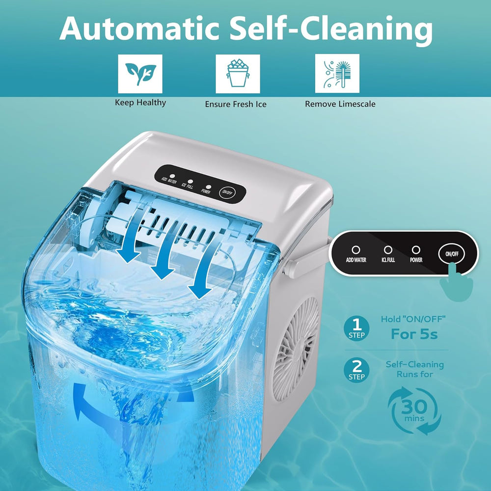 
                      
                        EUHOMY 12'' White Bullet Ice Portable Ultra Quieter Ice Maker with Handle Includes 2 Bottles of Cleaner - Euhomy
                      
                    