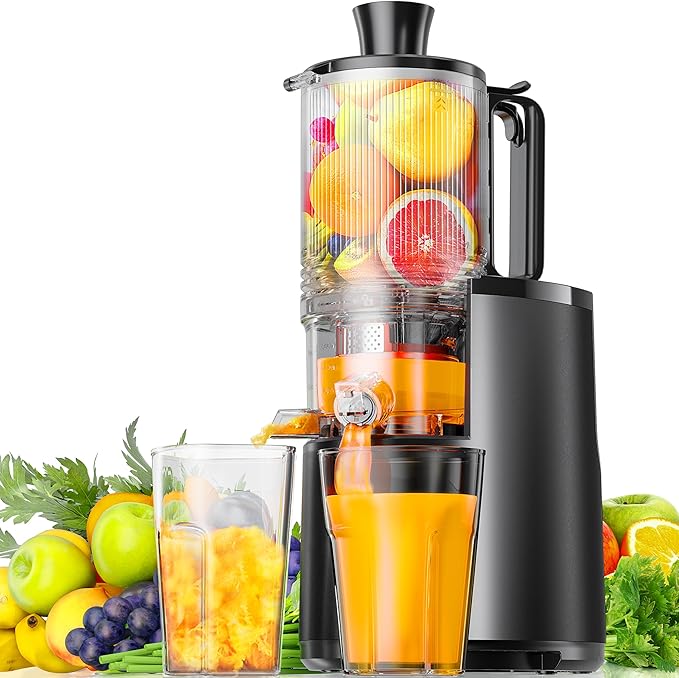 【Silver will be shipped on Aug 10th】EUHOMY Extra Large Feed Chute Slow Masticating Juicer