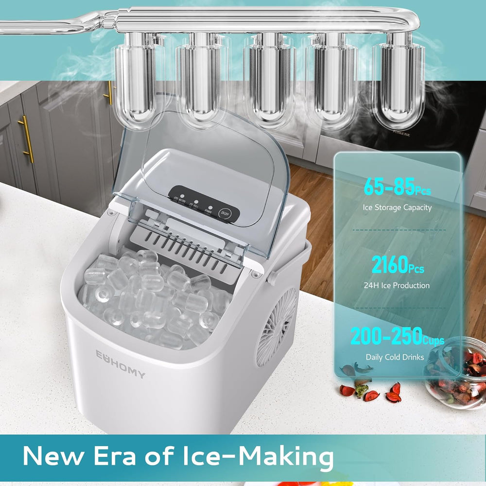 
                      
                        EUHOMY 12'' White Bullet Ice Portable Ultra Quieter Ice Maker with Handle Includes 2 Bottles of Cleaner - Euhomy
                      
                    