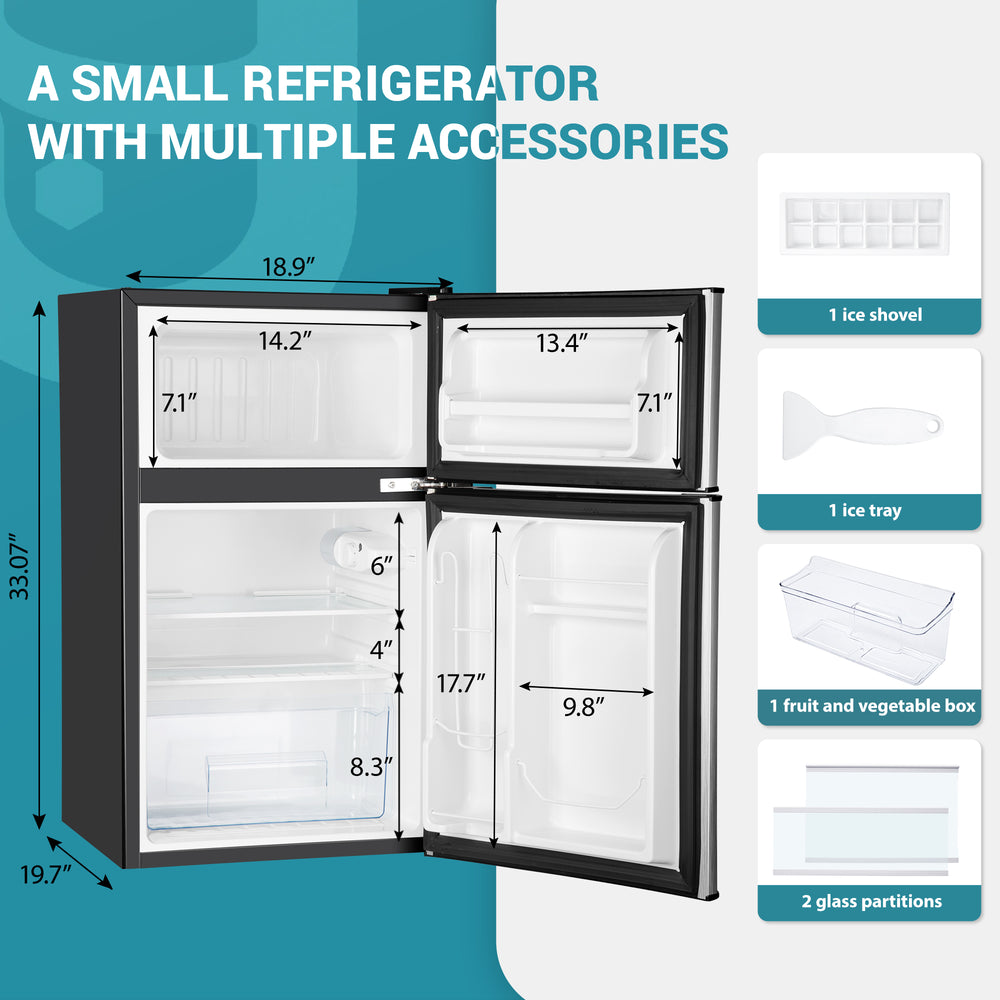 
                      
                        EUHOMY 3.2 Cu.Ft Built in & Free Standing Mini Fridge - Euhomy
                      
                    